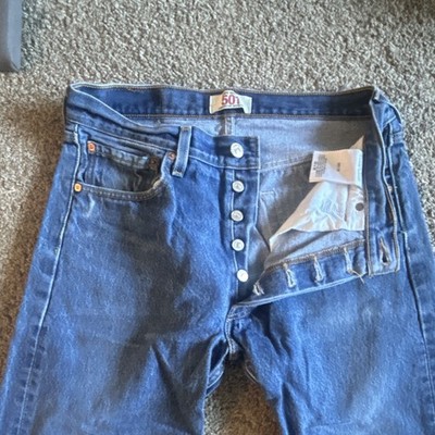 Levi s 501 Series Men s Blue Medium Wash Denim Straight Regular Fit Button Fly
