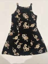 Jodi Michael’s Vintage Mini Spaghetti Strap Dress, Black Floral, Small