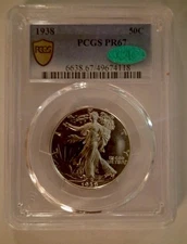 1938 PROOF LIBERTY HALF DOLLAR PCGS GRADED PR67 WHITE GEM CAC APPROVED  🔥