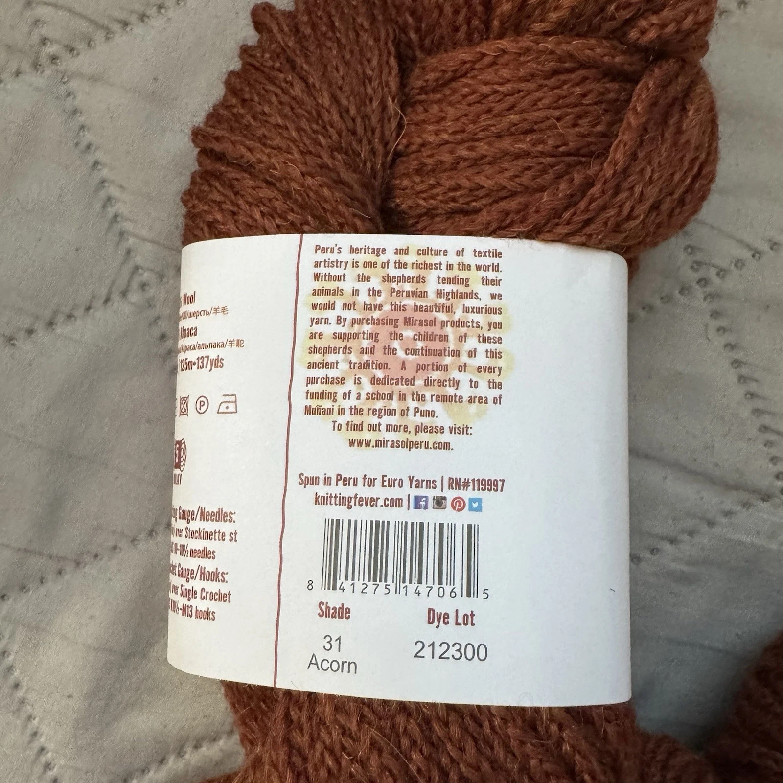 Lot 5 Mirasol SISA Yarn Shade 31 Acorn Merino Wool Baby Alpaca Bulky Hank 250g image 3