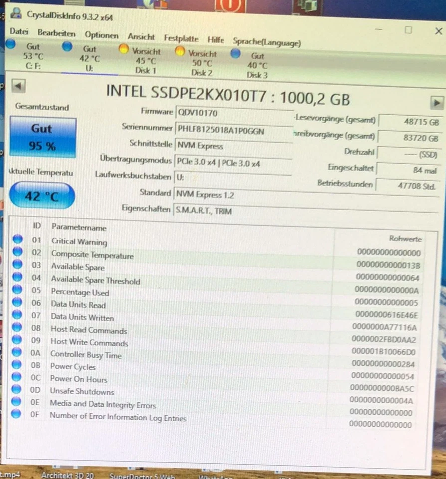 Intel DC P4500 1TB U.2 PCIe Gen3 RI SSD 2.5" - SSDPE2KX010T7 - Bild 2 von 2