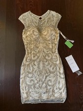 Primavera Evening Dress Size 4 Formal Sequin Lined Silver Bling NEW Homecoming