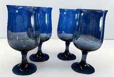 VTG  LIBBY CONNOISSEUR TULIP DUSKY BLUE 6 OZ. DRINKING GLASSES. SET OF 4