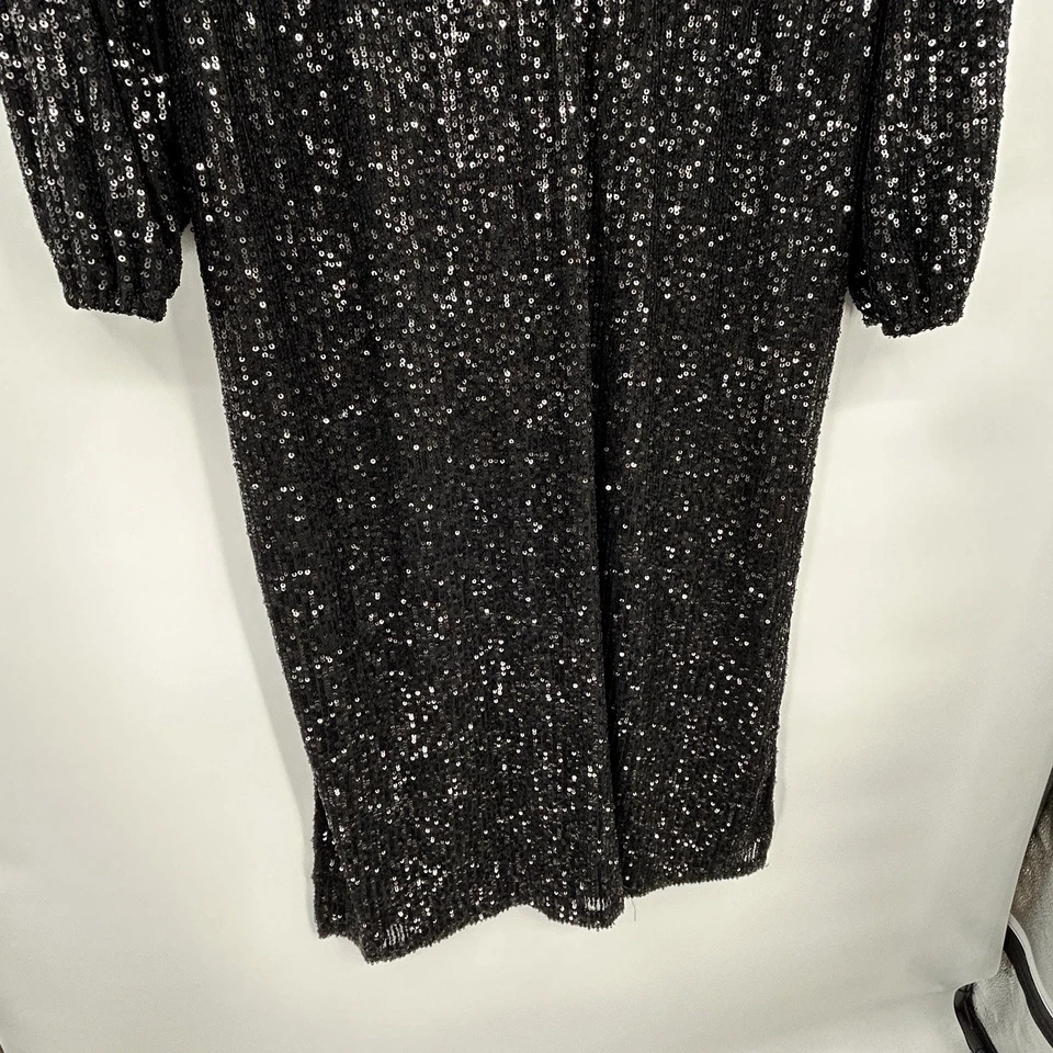 Коктейльное платье женское Betsey Johnson с блестками V-образным вырезом размер XL черное праздничное гламурное - Изображение 4 из 4