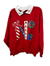 Gopher Sport Noel Christmas Sweatshirt With Collar 90s Y2k Womens Size Medium