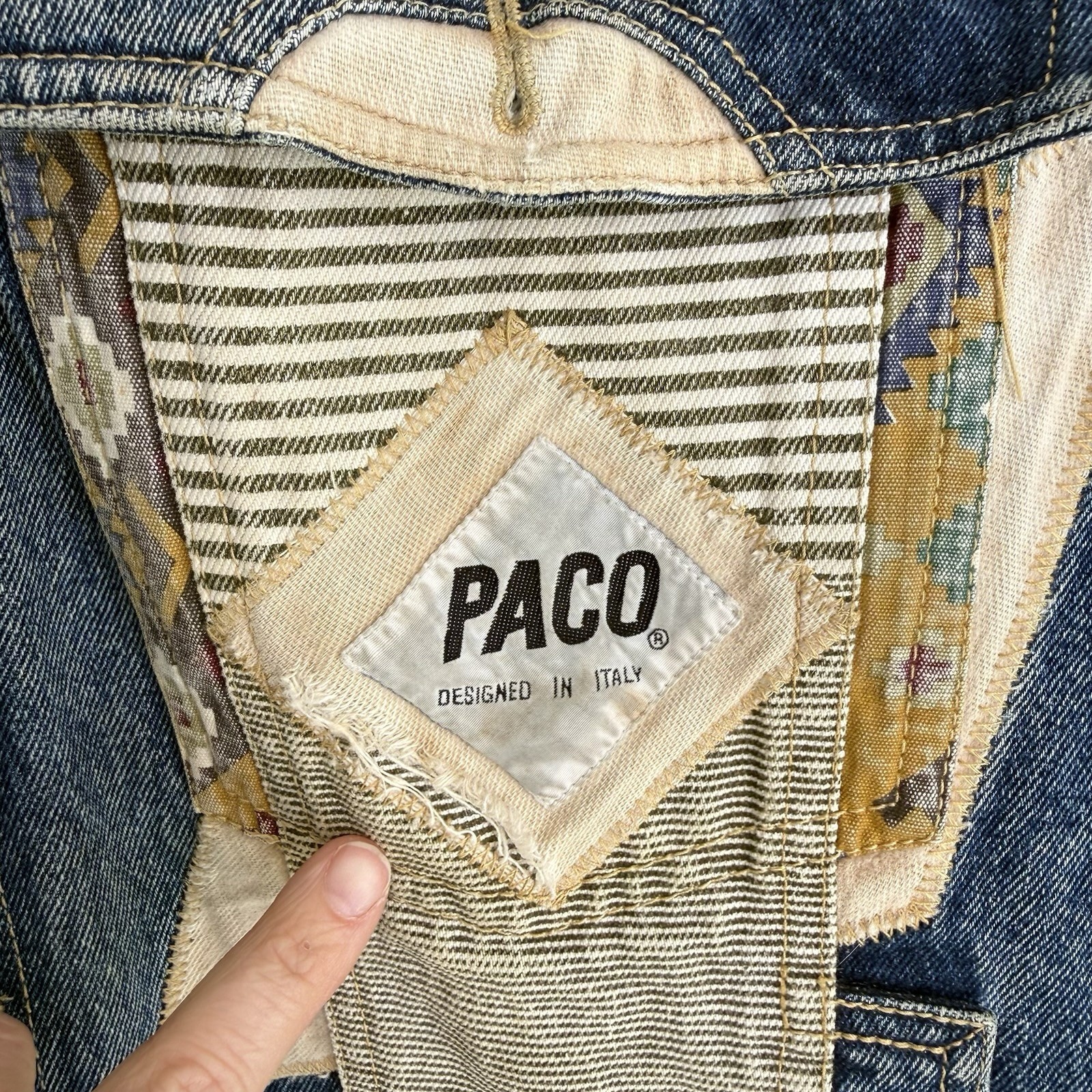 Vintage PACO Patchwork Denim Jacket Southwestern … - image 13