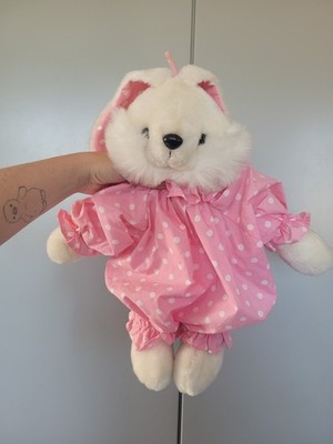 Vintage Tesco rosa weiß Hase Kaninchen weich Pyjama Etui Wärmflasche Bezug