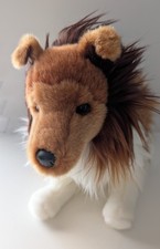 Douglas Cuddle Toy Collie Plush Dog 14" Brown  White Stuffed Animal Surface Was