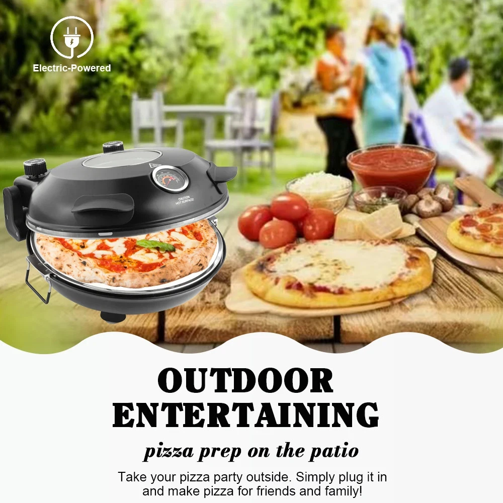 YIBAKE 12 Inch Black Electric Pizza Oven Countertop Maker Fireproof Ceramic Ston
Opens in a new wind
