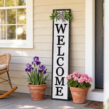 3D Outdoor Welcome Sign for Front Porch Standing 45"X9" Large Rustic Black