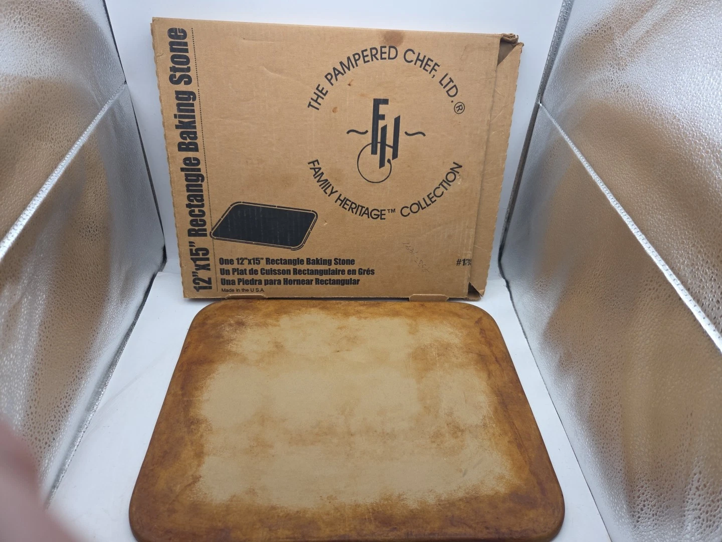 Pampered Chef #1350 Rectangle 12x15 Bread Pizza Baking Stone No Chips Seasoned