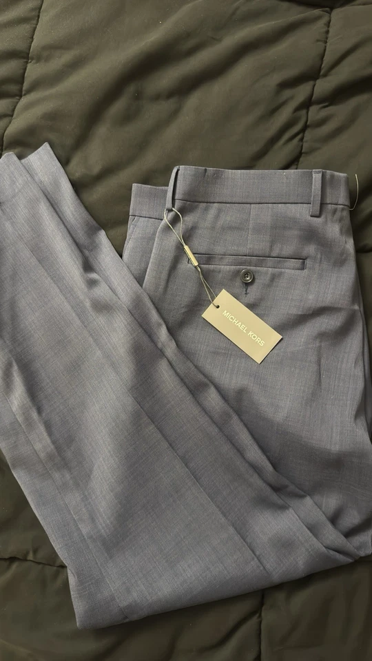Pantalones de vestir para hombre Michael Kors azul marino talla 34x30 nuevos con etiquetas Foto 3 de 3