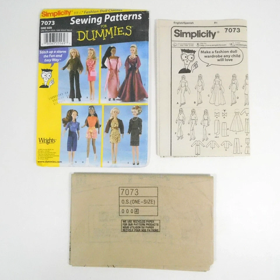 Simplicity 7073 Fashion Doll Clothes Pattern One Size Uncut Dress Shirts Skirt - Image 2 of 4