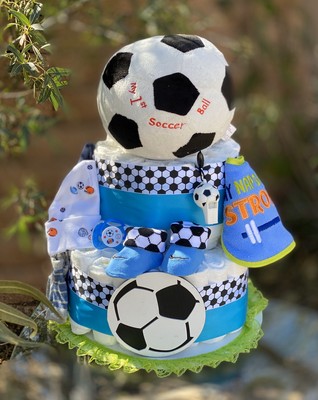 soccer diaper cake