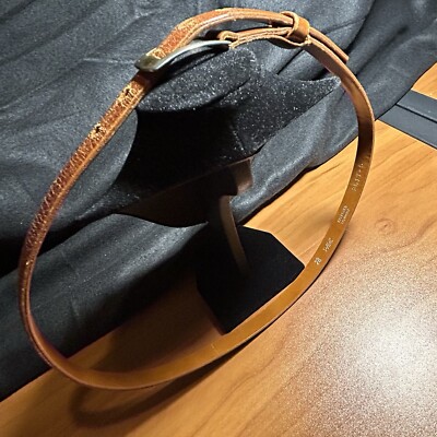 VTG Paris Brown Selected Cowhide Leather Skinny Belt 28” X 1  display picture 2