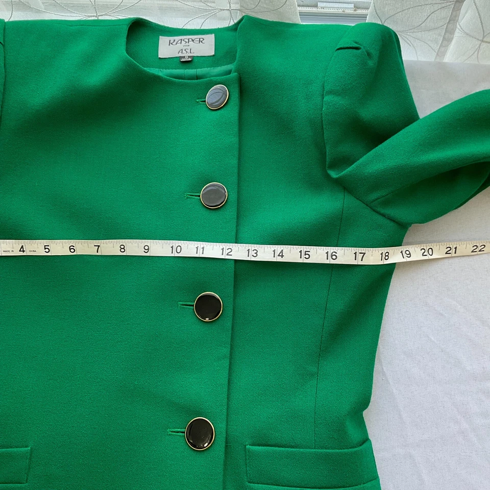 Jaqueta Vistage KASPER ASL Feminina Tamanho 8 Blazer de Lã Verde - Imagem 4 de 4