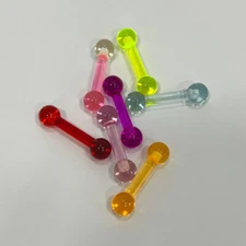UV Acrylic Straight Barbell 6G Tongue Ring 5/8" Inch (15mm) Piercing Bar 6 Gauge