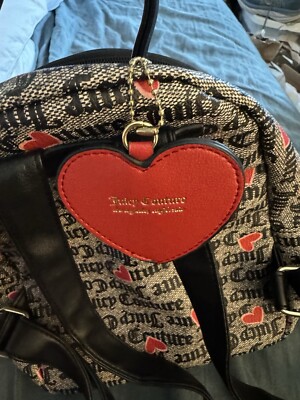 Juicy Couture Black Logo Backpack with Red Heart Details NWOT Juicy Couture Black and Red Heart Backpack | Mercari main image 2