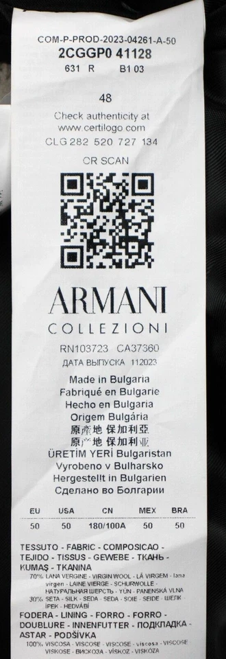 $1295 Armani Collezioni Abrigo Deportivo 40 R Para Hombres Gris Lana A Cuadros Seda Blazer Nuevo Foto 4 de 4