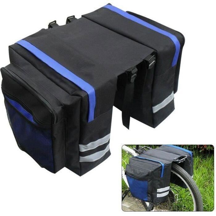 Sacoche de vélo double pour porte-bagages arrière 30L en toile noire