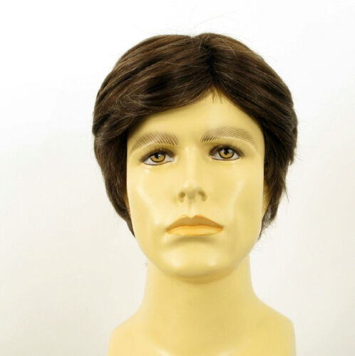 natural hair short wig for man light brown with white hair ref BERNARD 6SPW PERU - Zdjęcie 1 z 8