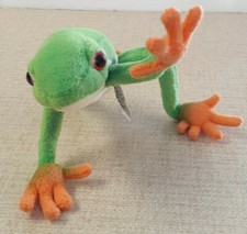 2010 Hansa Red Eyed Tree Frog Plush Toy Realistic Poseable Bendable 12" x 3"
