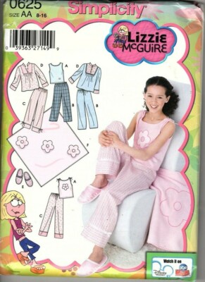 SIMPLICITY 0625 LIZZIE MCGUIRE PANTS, KNIT TOP,  SLIPPERS and BLANKET UNCUT