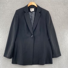 Le Suit Blazer Womens 14 Black Button Up Notch Lapel Formal Office Career Work