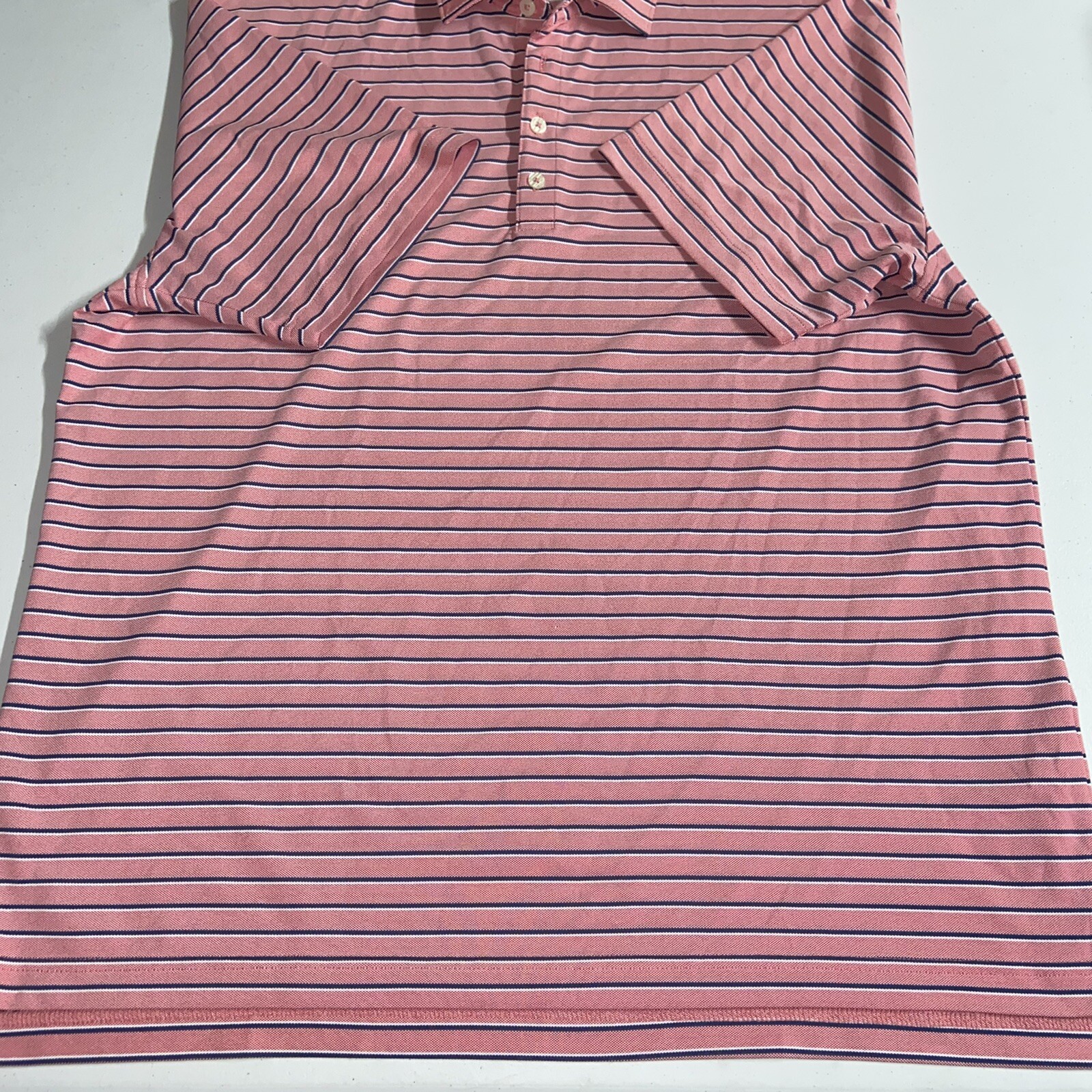 JohnnieO Hanging Out Pink Blue Striped Polo Shirt Short Sleeve Men’s