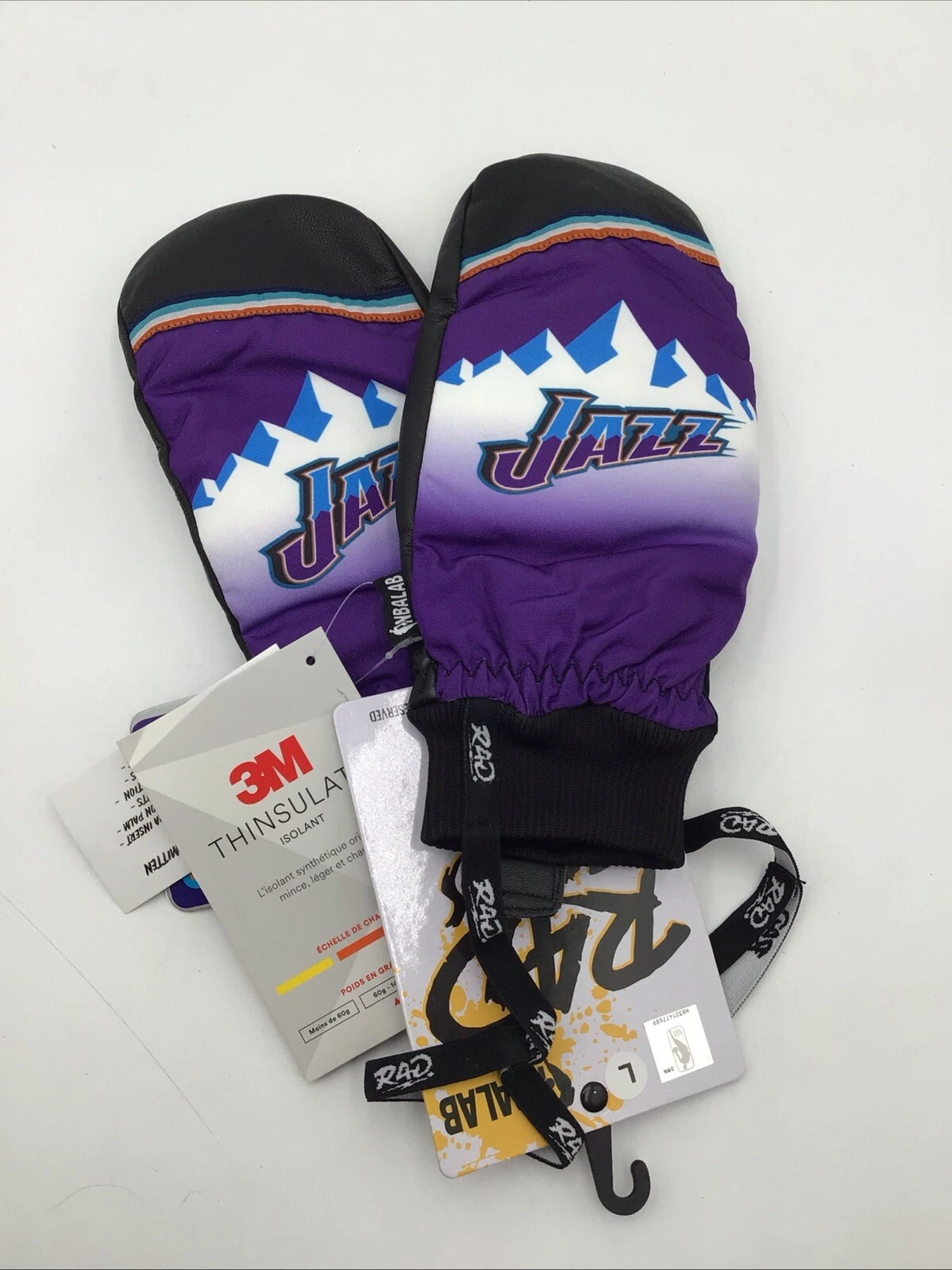 Utah Jazz Classic Snow Mountain NBA Lab Rad 3M Thinsulate Gloves Mitten New L