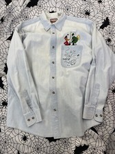 Warner Bros. Looney Tunes M Blue Vintage Embroidered Denim Shirt H29