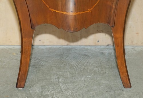 FINE PAIR OF ANTIQUE 1880 ITALIAN MARBLE TOP BOMBE NIGHTSTAND SIDE TABLE CHEST - Picture 12 of 24