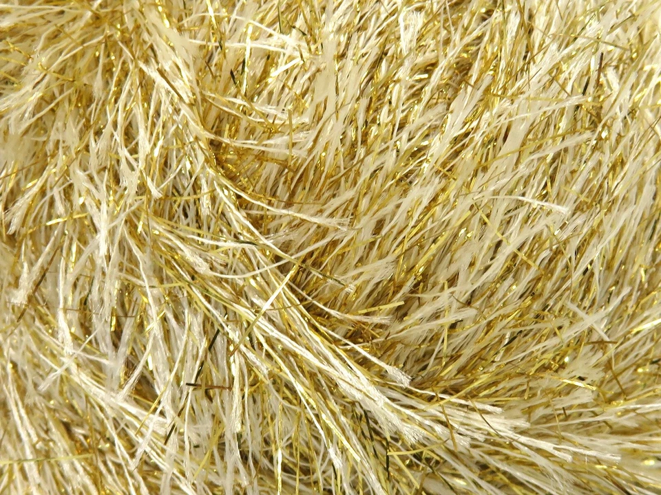 Cream, Gold Eyelash Dazzle 50gr 82482 Ice Yarns Metallic Sparkle Yarn 60yds - Image 2 of 4