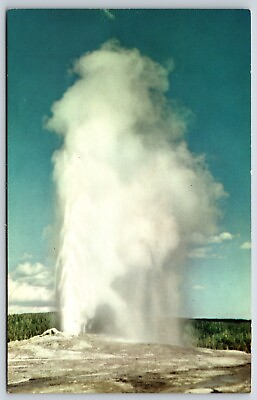 #ad Postcard Famous Old Faithful Geyser Yellowstone National Park Unposted $4.50