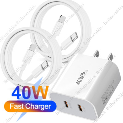  Dual USB-C 40W Fast Charger 3/6ft Cable For iPhone 14 13 12 11 Pro Max Xs XR 8