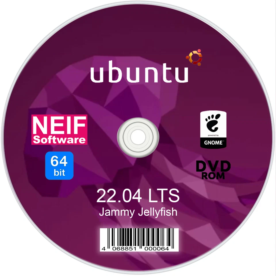 Linux Ubuntu 22.04 LTS "Jammy Jellyfish" Deutsch auf DVD oder USB-Stick