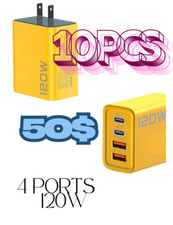 10EA SALE 120W 4-Port USB C Fast Wall Charger Block For All Cell Phone iPad Lot
