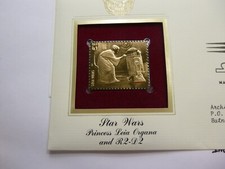 PRINCESS LEIA R2-D2 STAR WARS DISNEY 1ST DAY ISSUE USPS 22KT GOLD STAMP RARE Z-3