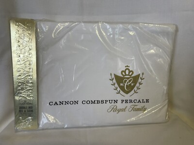 Cannon Combspun Percale Double Bed Flat Sheet 81''x108'' before hemming White USA