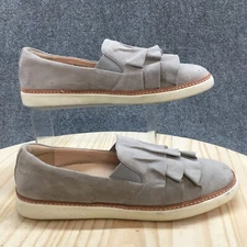 Vionic Shoes Womens 10 Mahalo Ruffle Flats Slip On VS397 Gray Suede Comfort