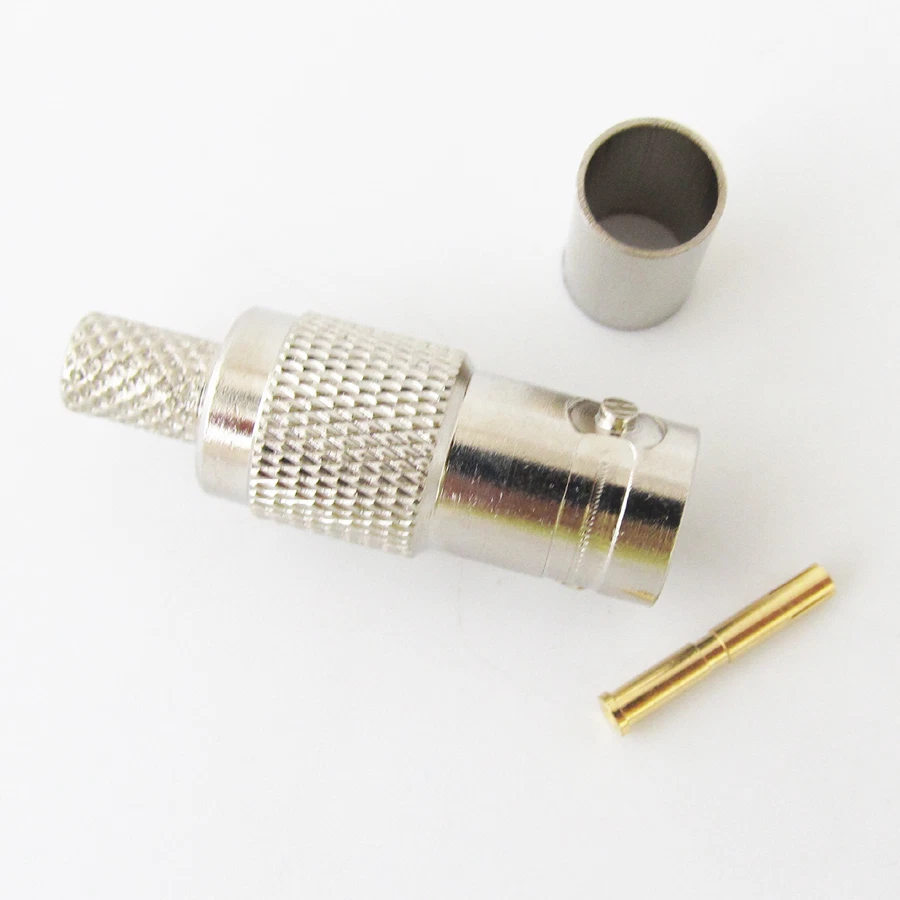 10x Nickel Plated BNC Female Crimp RF Coaxial Straight Connector for RG59 Cable - Image 3 of 3