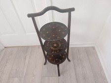 Antique Mahogany Victorian Cake Stand with Decorated Plates