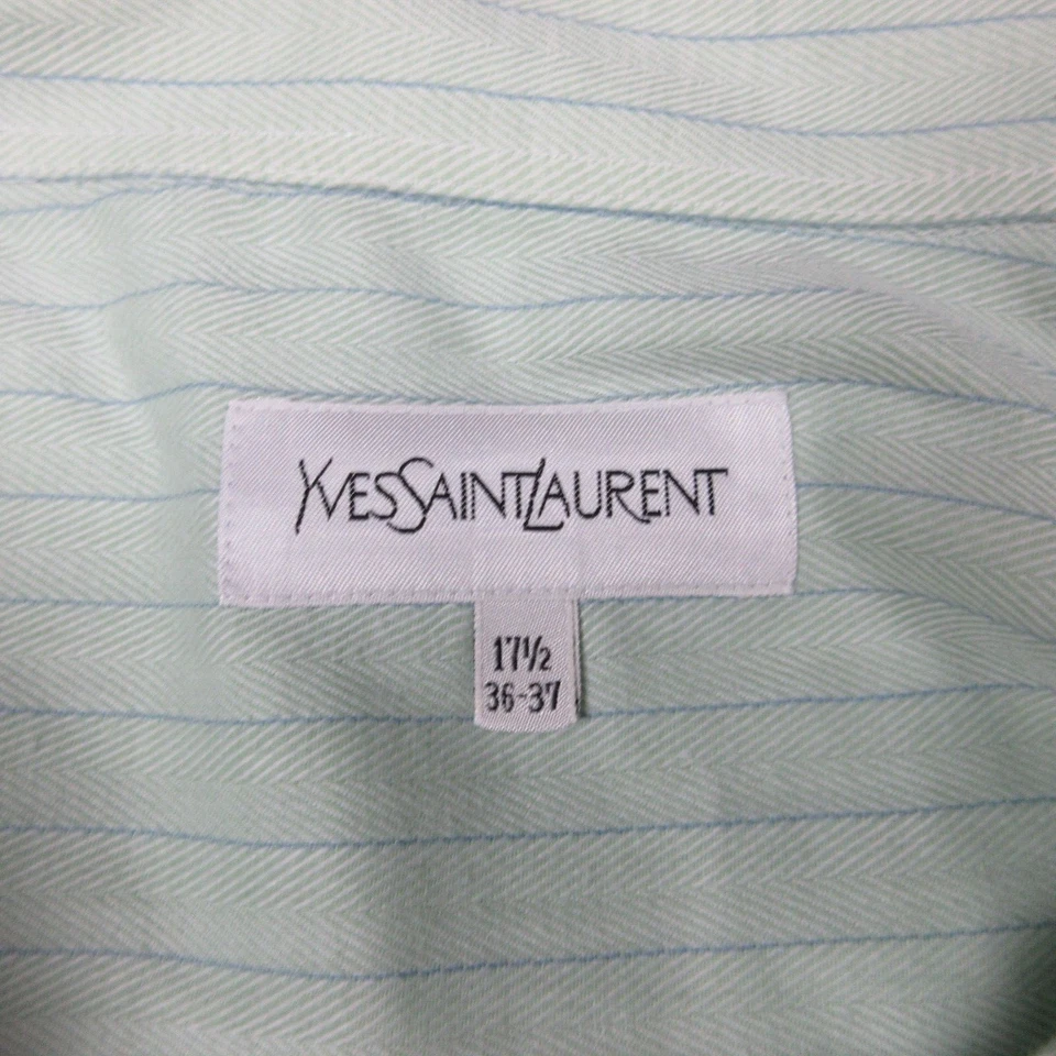 Camisa de vestir Yves Saint Laurent para hombre 17,5 36/37 rayas verdes abotonadas Foto 2 de 4