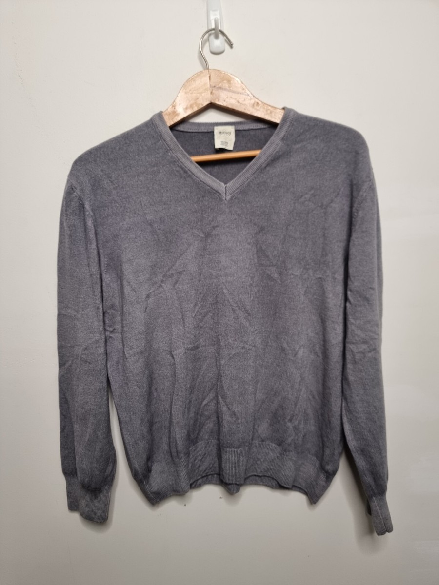boggi milano wool sweater mens size medium grey v neck made in italy
