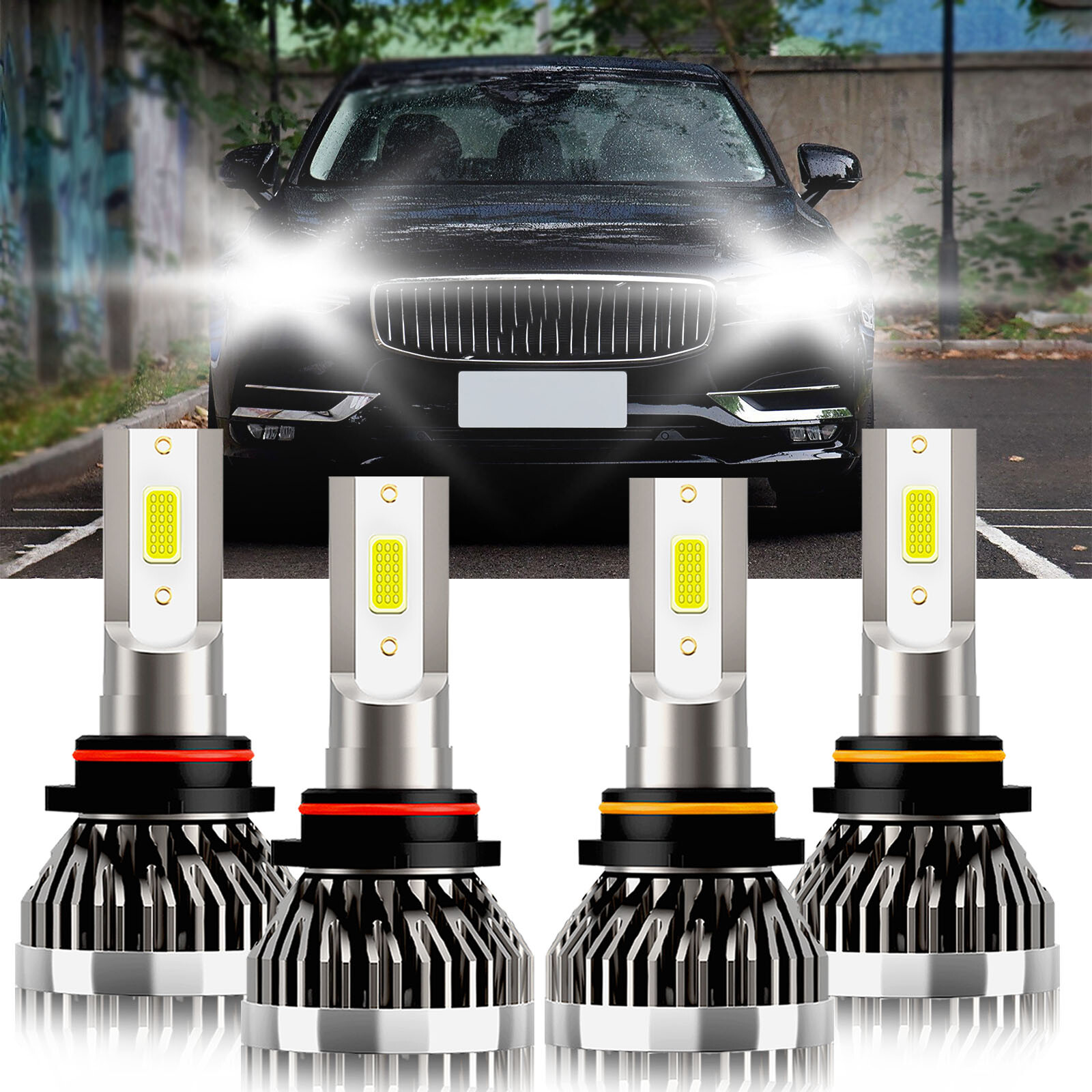 For Volvo S90 1997-1998 LED Headlight Car Bulbs 9005 9006 Bright White 6000K