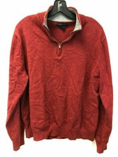 Lands End Men's Large 42-44 Red Quarter Zip Pullover Sweater, EUC