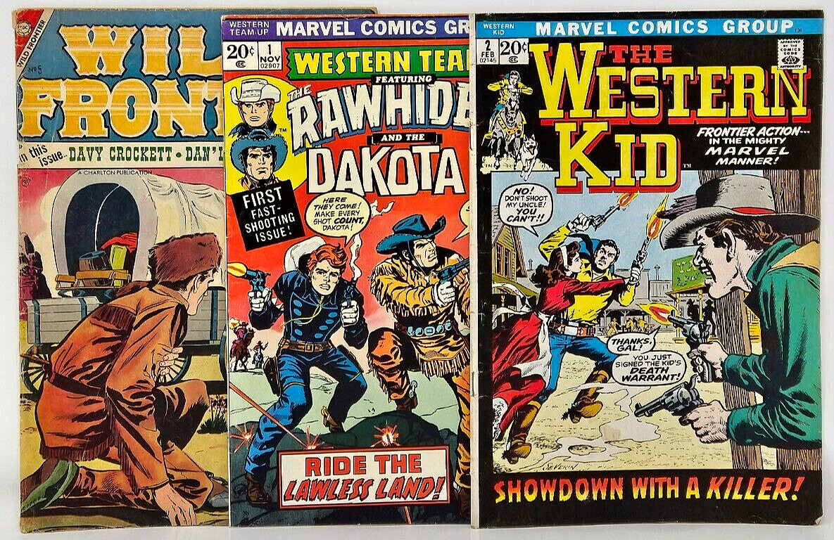 Marvel Western Kid 2 1971 ,Western Team-Up 1 1973, Charlton Wild Frontier 5 1956