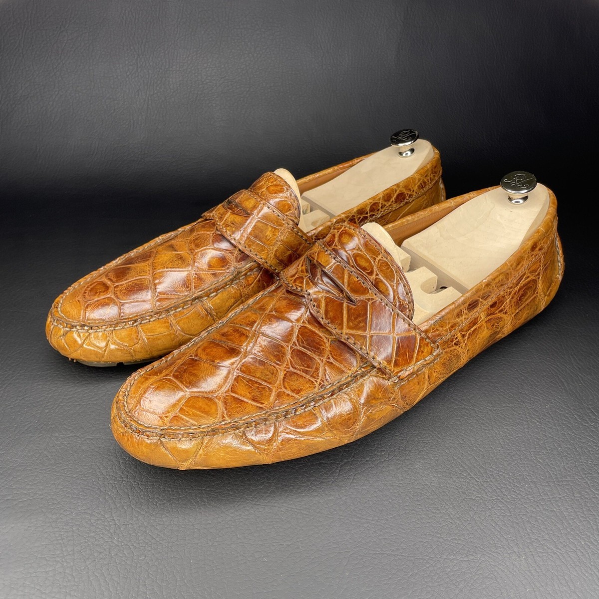 Ralph Lauren Purple Label Brown Alligator Crocodile Penny Ralph Lauren Purple Label Brown Alligator Crocodile Penny