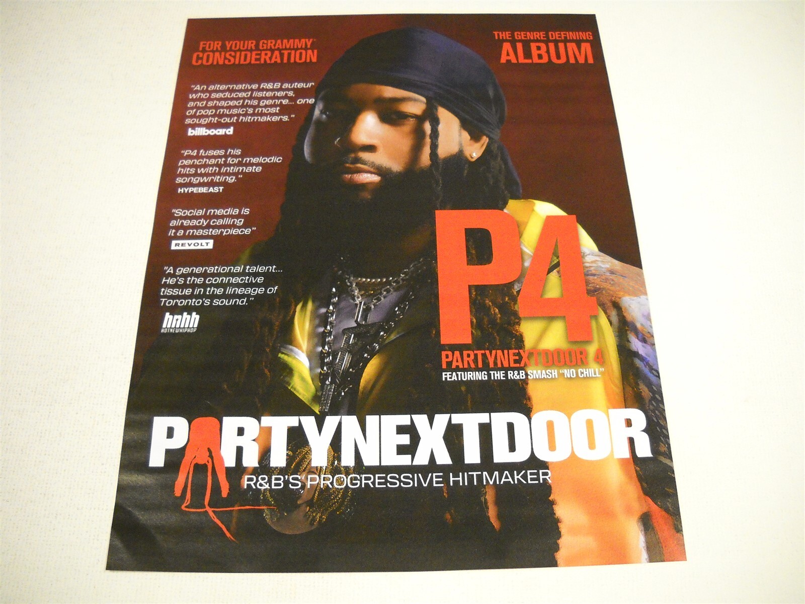 PARTY NEXT DOOR w/ P4 and JOHN SUMMIT Chaos GRAMMY 2-sided 2024 Promo Display Ad