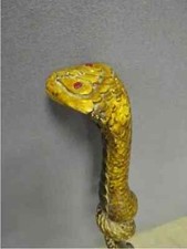 Wooden walking stick hand carved cobra snake handmade walking cane